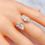 Dual D Shape 18K Gold Cubic Zirconia Anti Tarnish Adjustable Ring Bulk