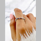 Rainbow Baguette CZ Crystal Multi Silver Anti Tarnish Ring Bulk