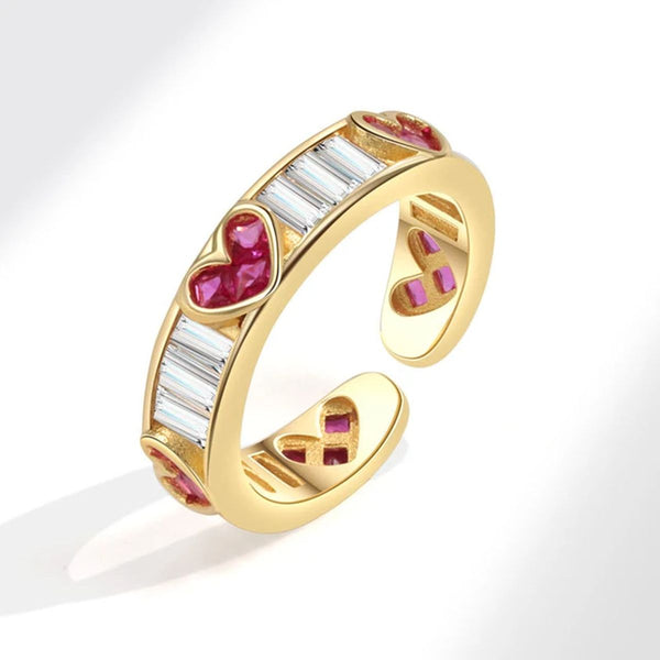 Love Heart 18K Gold CZ Crystal Anti Tarnish Free Size Band Ring Bulk Secondary image