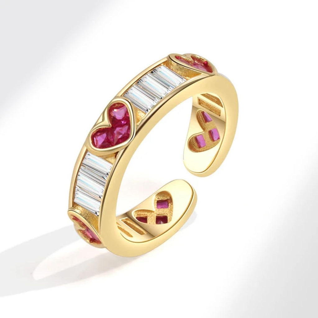 Love Heart 18K Gold CZ Crystal Anti Tarnish Free Size Band Ring Bulk