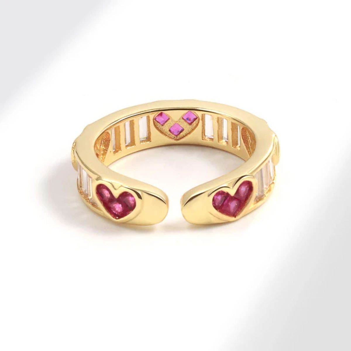 Love Heart 18K Gold CZ Crystal Anti Tarnish Free Size Band Ring Bulk