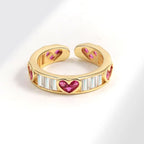 Love Heart 18K Gold CZ Crystal Anti Tarnish Free Size Band Ring Bulk