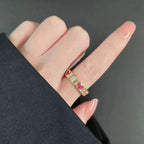 Love Heart 18K Gold CZ Crystal Anti Tarnish Free Size Band Ring Bulk