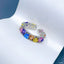 Rainbow Heart Layer Multi Silver Crystal Anti Tarnish Band Ring Bulk