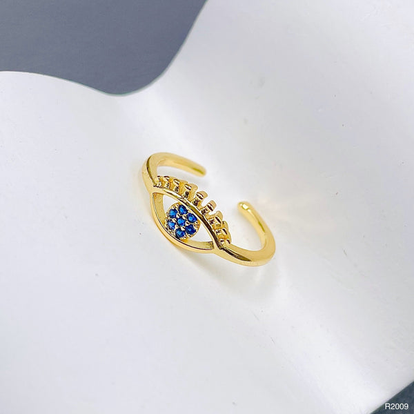 Eye Lash Evil Eye 18K Gold Crystal Anti Tarnish Free Size Ring Bulk Main image