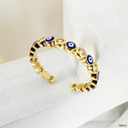 Eye Lash 18K Gold CZ Enamel Anti Tarnish Free Size Band Ring Bulk