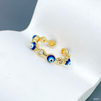 Eye Lash 18K Gold CZ Enamel Anti Tarnish Free Size Ring Bulk