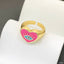 Heart Evil Eye Blue 18K Gold Enamel Anti Tarnish Adjustable Ring Bulk