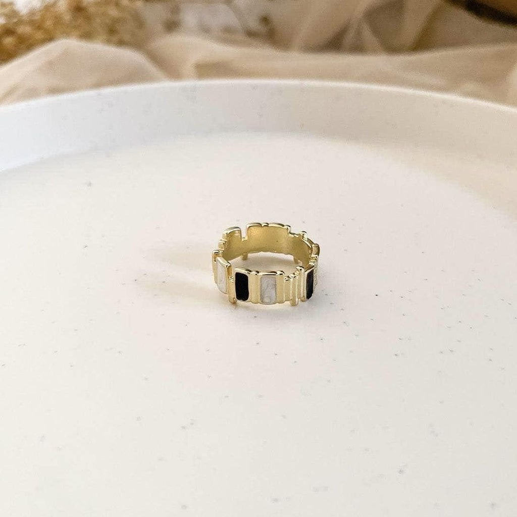 Rectangle Wave Surface CZ Enamel Purple Gold Anti Tarnish Ring Bulk
