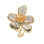 Flower CZ Crystal Black 18K Gold Anti Tarnish Adjustable Ring Bulk