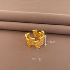 Irregular Engraved Chic Chunky Gold Anti Tarnish Adjustable Ring Bulk