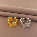 Irregular Engraved Chic Chunky Gold Anti Tarnish Adjustable Ring Bulk