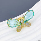 Butterfly CZ Crystal Green 18K Gold Anti Tarnish Adjustable Ring Bulk