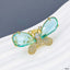 Butterfly CZ Crystal Green 18K Gold Anti Tarnish Adjustable Ring Bulk