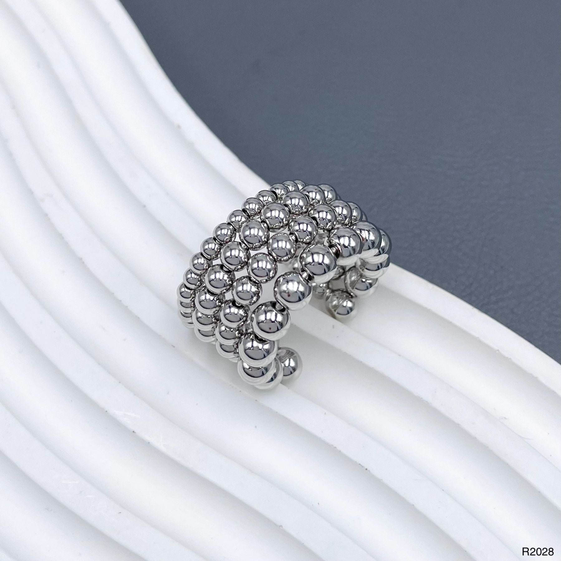 Ball Layer Silver Anti Tarnish Adjustable Band Ring For Women Bulk