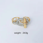 Curb Lock CZ Gold Silver Anti Tarnish Dual Finger Adjustable Ring Bulk