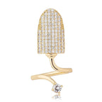 Stylish Cubic Zirconia 18K Gold Anti Tarnish Adjustable Nail Ring Bulk