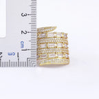 Baguette Layer Surface CZ 18K Gold Anti Tarnish Adjustable Ring Bulk