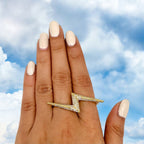 Lightning CZ 18K Gold Anti Tarnish Adjustable Dual Finger Ring Bulk