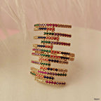 Rainbow CZ Crystal Multicolour Gold Anti Tarnish Adjustable Ring Bulk
