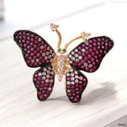 Butterfly CZ Crystal Pink 18K Gold Anti Tarnish Adjustable Ring Bulk