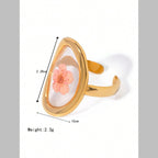 Flower Oval Transparent Red 18K Gold Anti Tarnish Free Size Ring Bulk