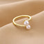 Dual Pearl CZ White 18K Gold Anti Tarnish Adjustable Ring Bulk