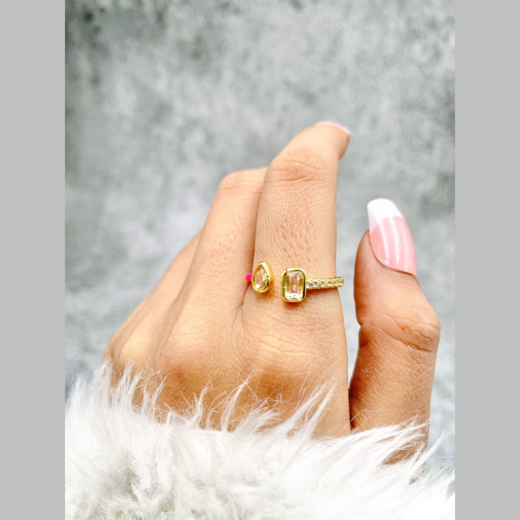 Baguette Drop Solitaire CZ Enamel Pink Gold Anti Tarnish Ring Bulk