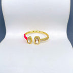 Baguette Drop Solitaire CZ Enamel Pink Gold Anti Tarnish Ring Bulk