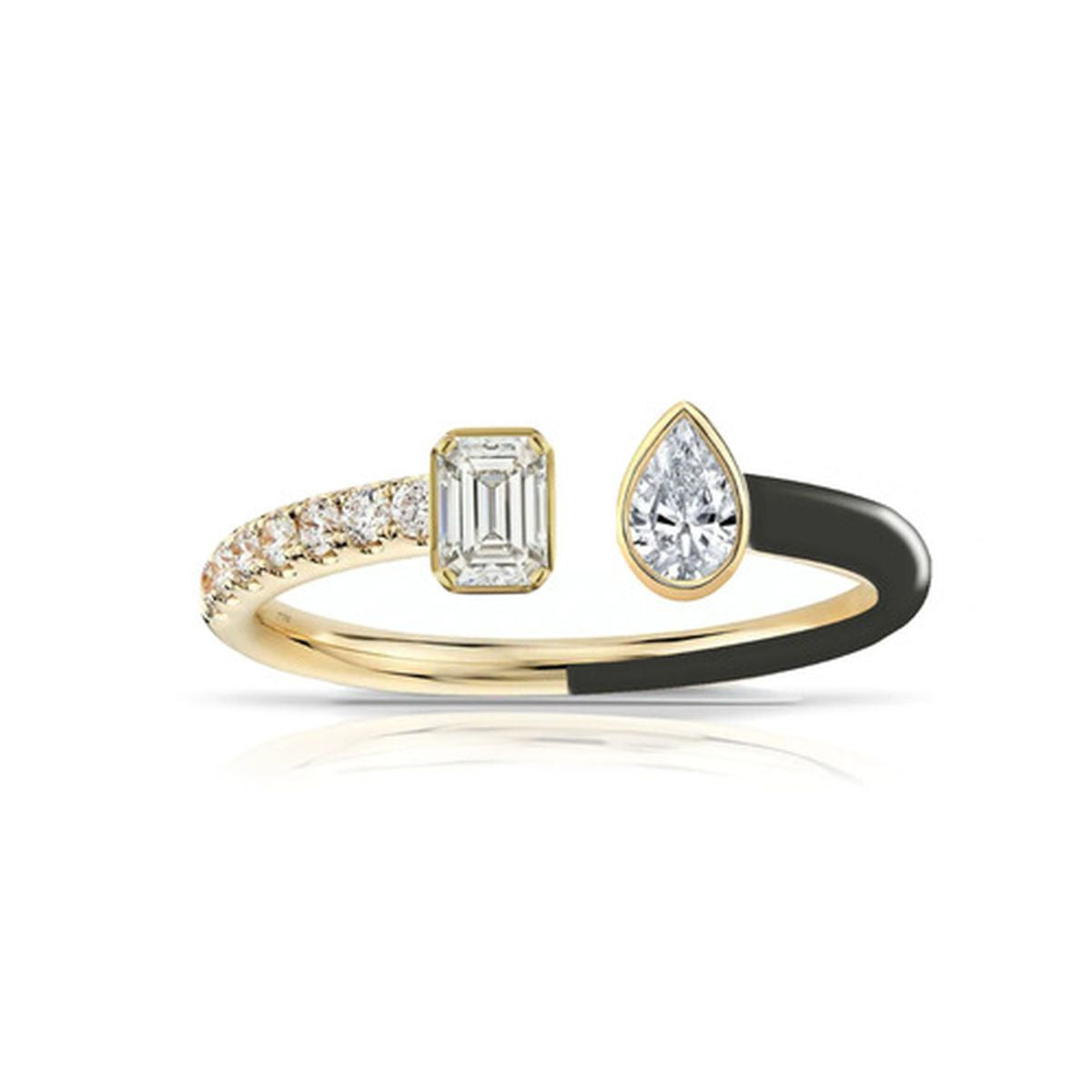 Baguette Drop Solitaire CZ Enamel Pink Gold Anti Tarnish Ring Bulk
