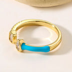 Baguette Drop Solitaire CZ Enamel Pink Gold Anti Tarnish Ring Bulk