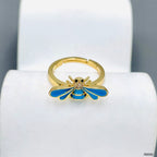 Honey Bee CZ Enamel Pink 18K Gold Anti Tarnish Adjustable Ring Bulk