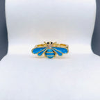 Honey Bee CZ Enamel Pink 18K Gold Anti Tarnish Adjustable Ring Bulk