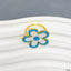Flower Enamel Blue White 18K Gold Anti Tarnish Adjustable Ring Bulk