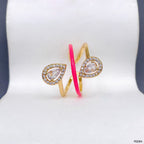 Drop Solitaire CZ Enamel Pink Gold Anti Tarnish Adjustable Ring Bulk