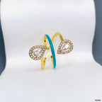 Drop Solitaire CZ Enamel Pink Gold Anti Tarnish Adjustable Ring Bulk