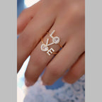 Love Heart Cubic Zirconia 18K Gold Anti Tarnish Adjustable Ring Bulk