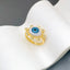 Eyelash Evil Eye CZ Blue 18K Gold Anti Tarnish Adjustable Ring Bulk