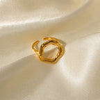Dented Circle 18K Gold Anti Tarnish Free Size Ring For Women Bulk