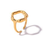 Dented Circle 18K Gold Anti Tarnish Free Size Ring For Women Bulk