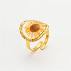 Daisy Flower Transparent Red 18K Gold Anti Tarnish Free Size Ring Bulk