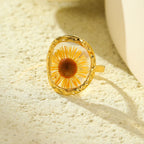 Daisy Flower Transparent Red 18K Gold Anti Tarnish Free Size Ring Bulk