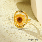Daisy Flower Transparent Red 18K Gold Anti Tarnish Free Size Ring Bulk