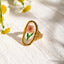 Oval Flower Transparent Red Green Gold Anti Tarnish Ring Bulk