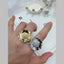 Sun Flower 18K Gold Pearl Anti Tarnish Free Size Ring For Women Bulk