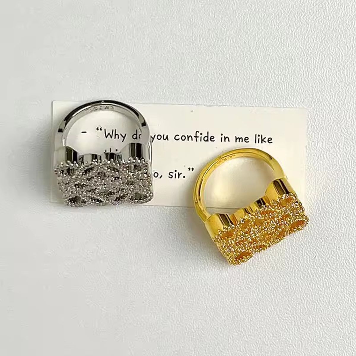 Filigree Square 18K Gold CZ Anti Tarnish Free Size Ring Bulk Main image