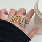 Filigree Square 18K Gold CZ Anti Tarnish Free Size Ring Bulk