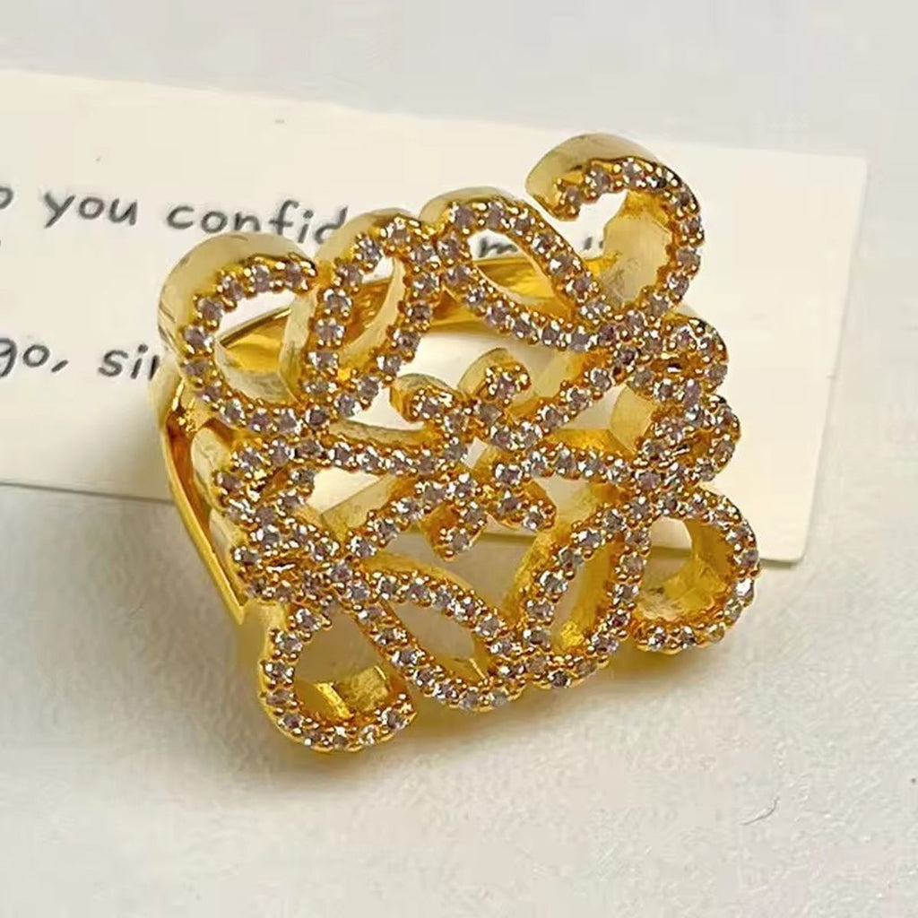 Filigree Square 18K Gold CZ Anti Tarnish Free Size Ring Bulk