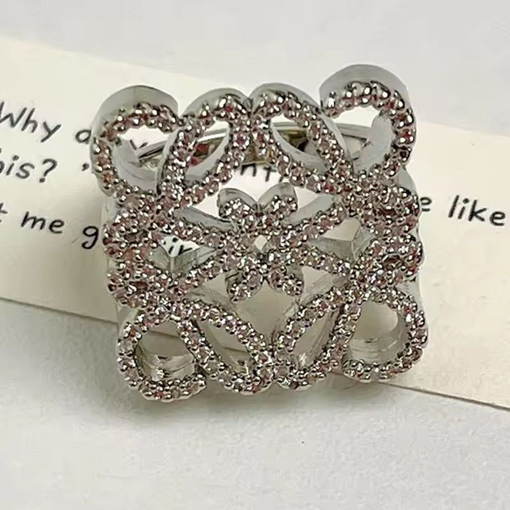 Filigree Square 18K Gold CZ Anti Tarnish Free Size Ring Bulk