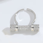 Studded Barrell Cubic Zirconia 18K Gold Anti Tarnish Free Size Ring For Women